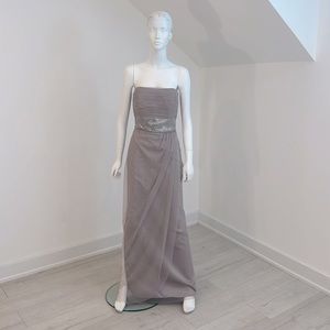 DESSY SAMPLE SALE bridesmaid 2848 Taupe SIZE 10 Stretch Tulle/Sequine pristine